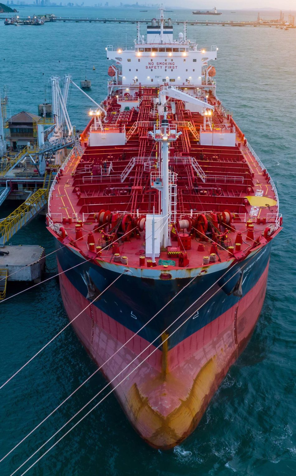 Oil tanker ship. Red Oil Tanker runing in the ocean sea. petroleum ship transportation import export fuel energy across red ocean sea. Vessel transport Gas to customs
